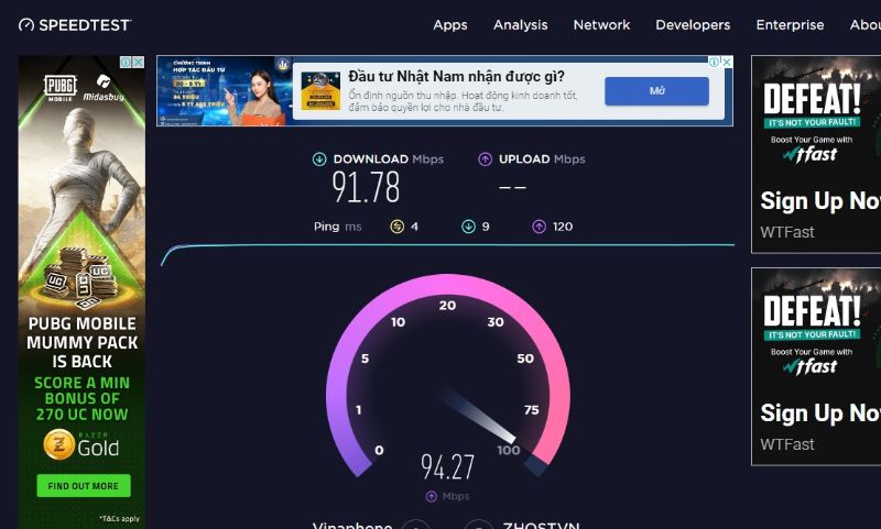 Check the internet connection speed